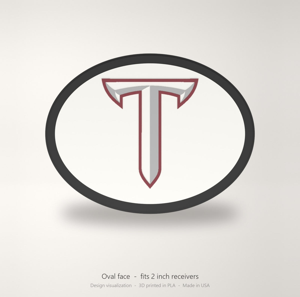 Troy Trojans Oval Trailer Hitch Cover 2 Inch Receiver Round