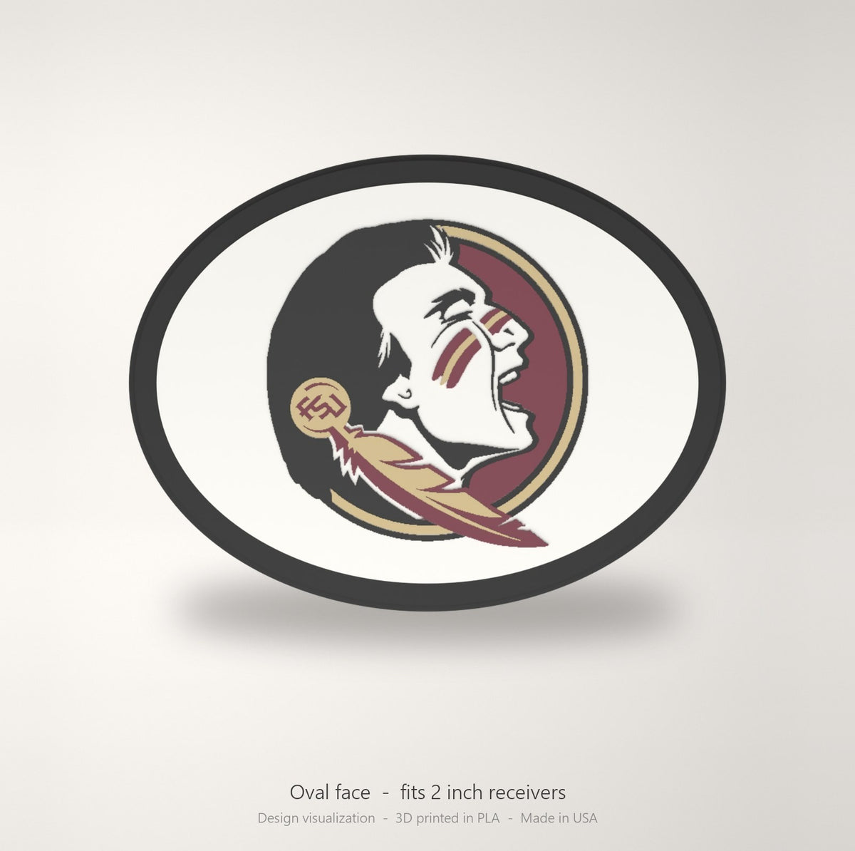 Florida State Seminoles FSU Noles Oval Trailer Hitch Cover 2 Inch Receiver