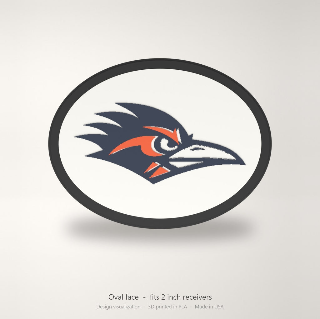 UTSA Roadrunners Oval Trailer Hitch Cover 2 Inch Receiver