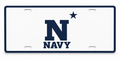 Navy Midshipmen Car Tag 12x6 White Navy Blue Front License Plate - product illustration