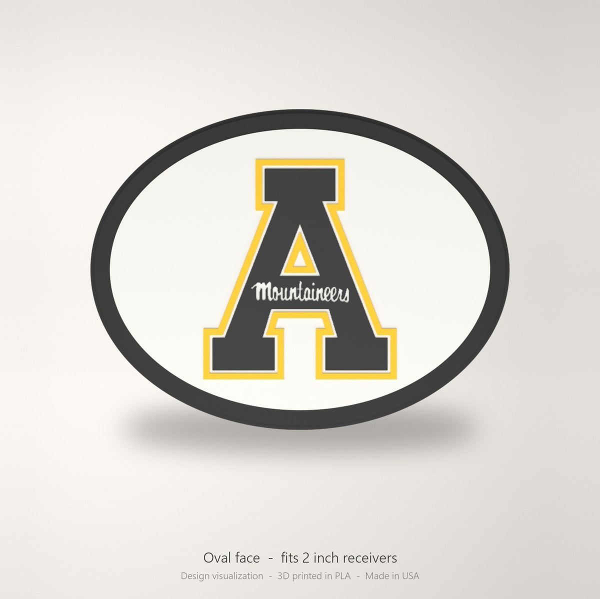 App State Mountaineers Oval Trailer Hitch Cover 2 Inch Receiver