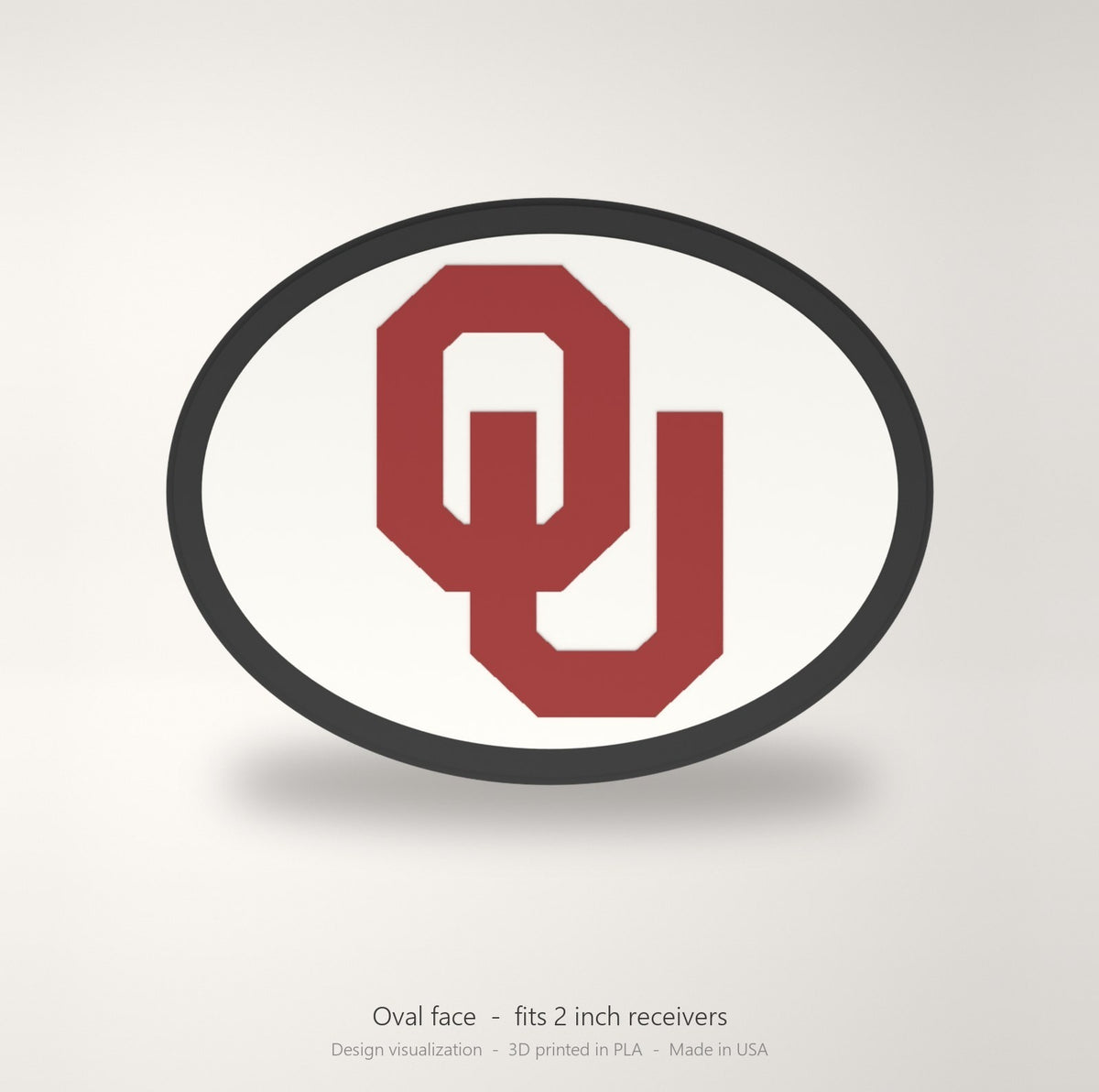 Oklahoma Sooners OU Oval Trailer Hitch Cover 2 Inch Receiver