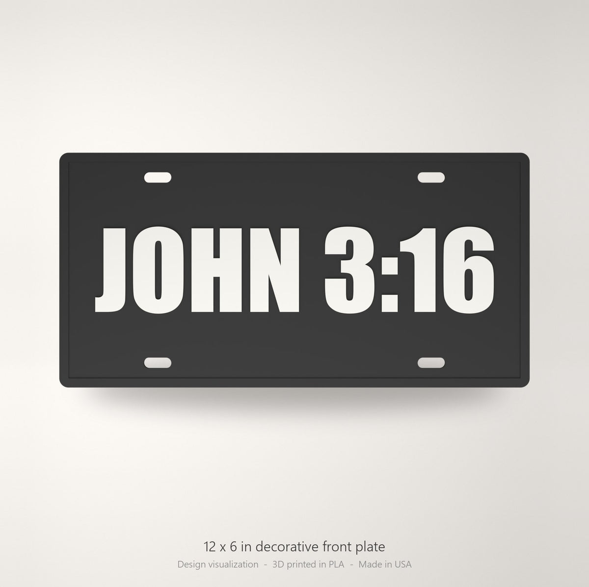 John 3:16 Jesus Christian License Plate Car Tag 12x6 Black White Front