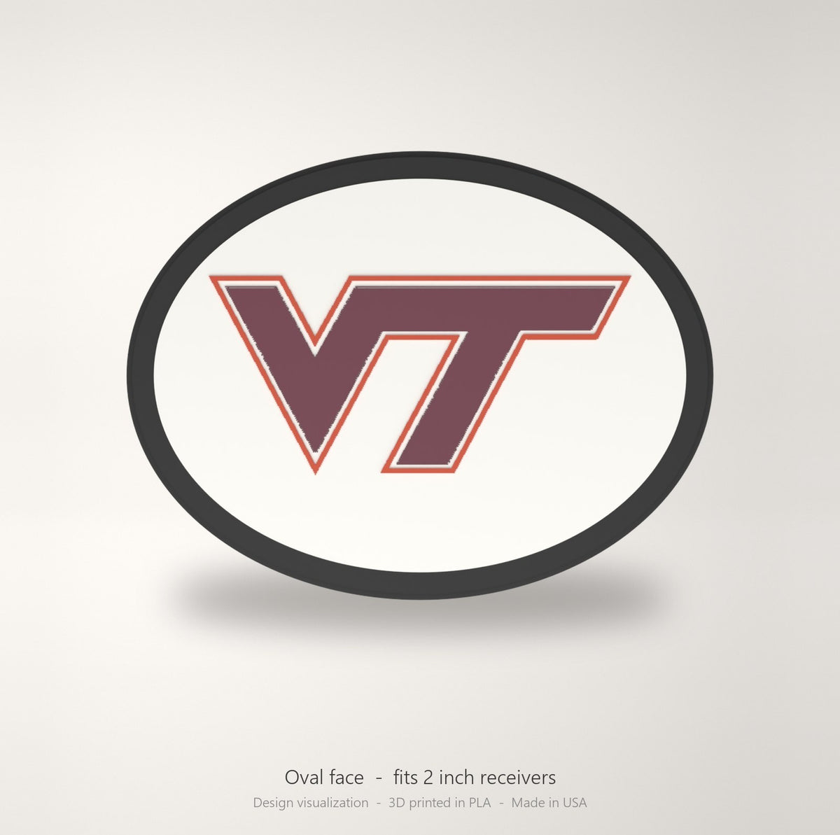 Virginia Tech Hokies VT Oval Trailer Hitch Cover 2 Inch Receiver