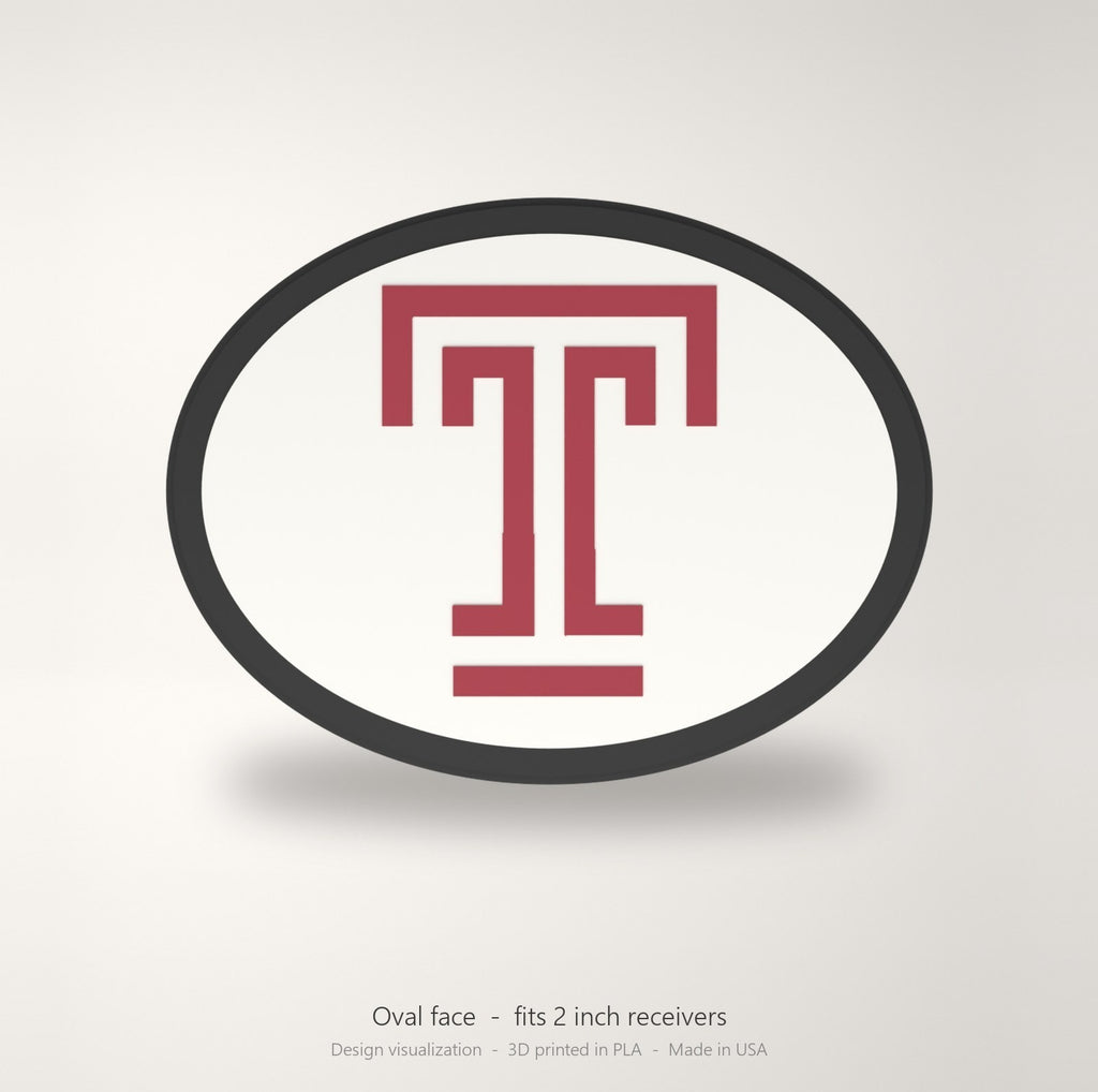Temple Owls Oval Trailer Hitch Cover 2 Inch Receiver