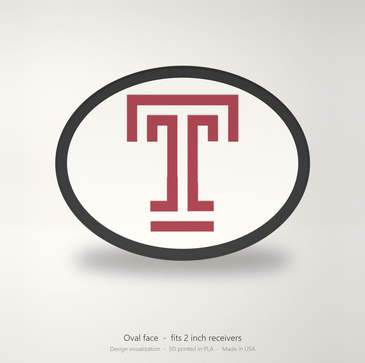 Temple Owls Oval Trailer Hitch Cover 2 Inch Receiver