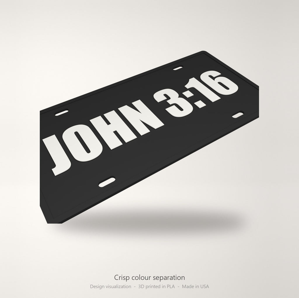 John 3:16 Jesus Christian License Plate Car Tag 12x6 Black White Front