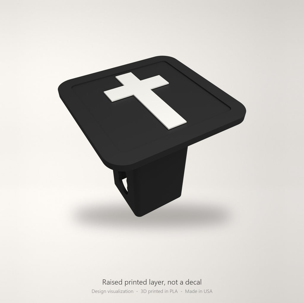 Christian Cross Jesus Hitch Cover 2 Inch Receiver Black White Truck SUV Tow