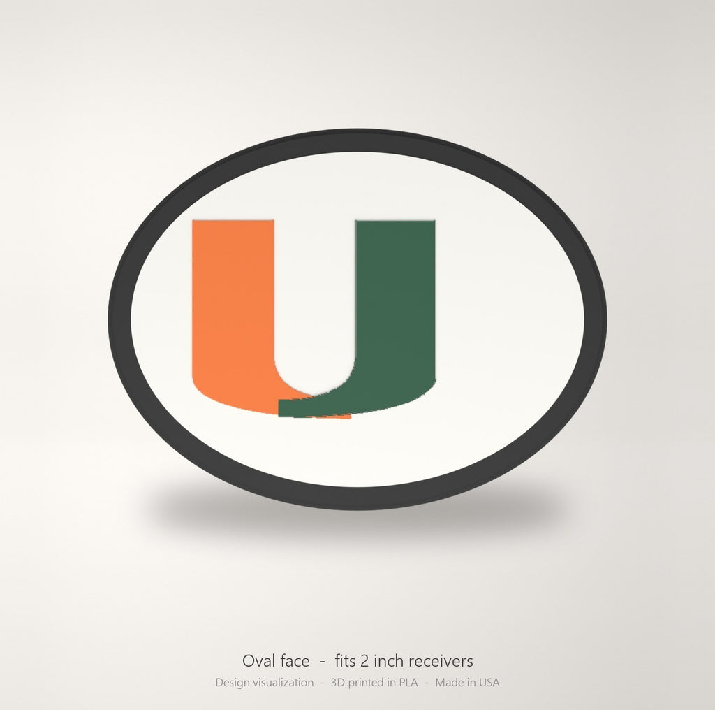 Miami Hurricanes Canes Oval Trailer Hitch Cover 2 Inch Receiver