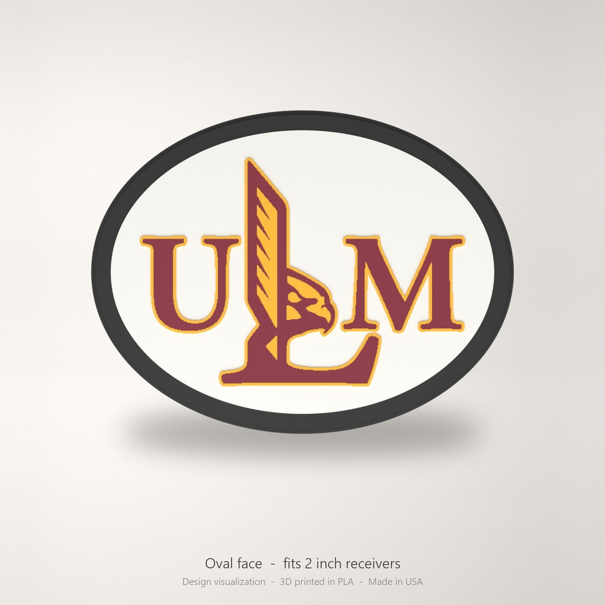 UL Monroe Warhawks Oval Trailer Hitch Cover 2 Inch Receiver