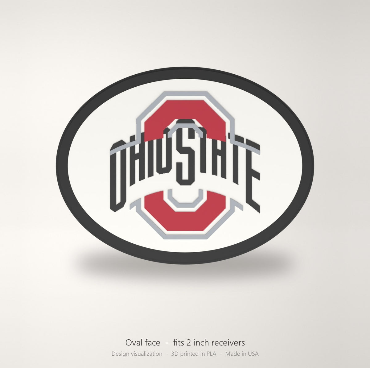 Ohio State Buckeyes Oval Trailer Hitch Cover 2 Inch Receiver
