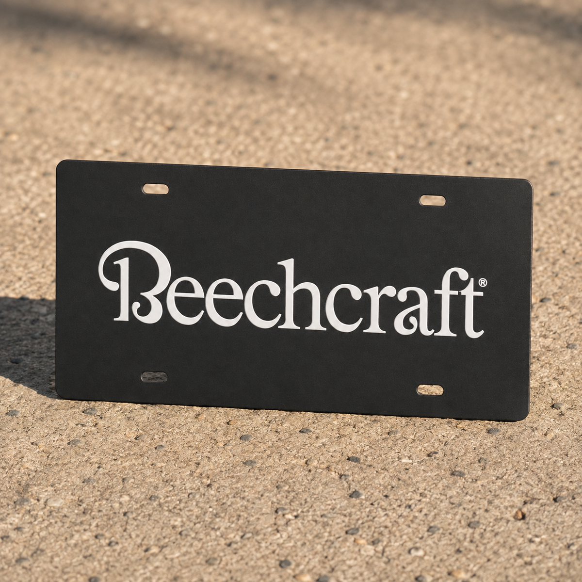 Beechcraft License Plate Car Tag 12x6 Slotted Black Front Novelty Vanity