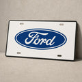 Ford White Face Black Rim License Plate Car Tag 12x6 Slotted Front Novelty