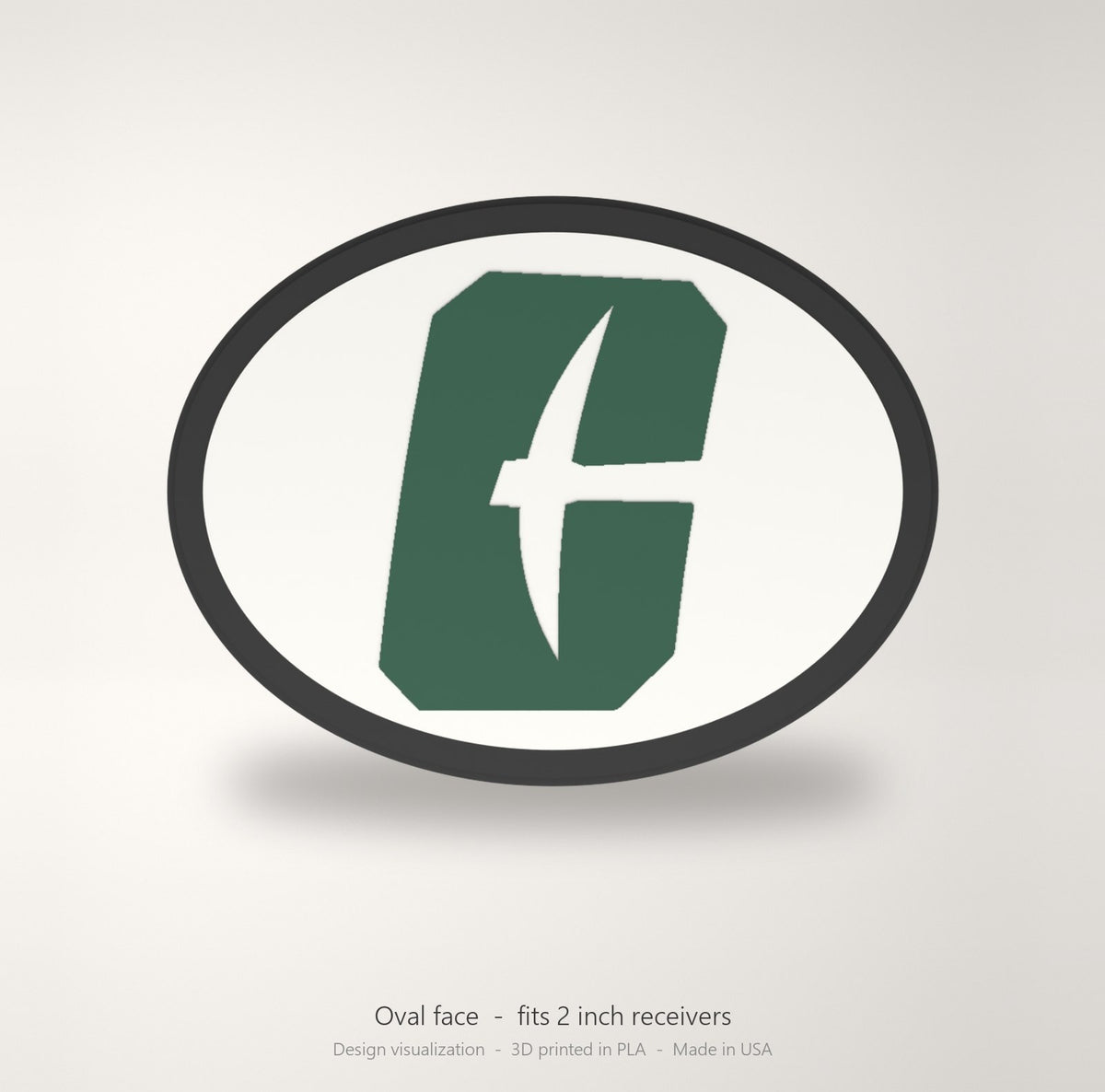Charlotte 49ers Oval Trailer Hitch Cover 2 Inch Receiver