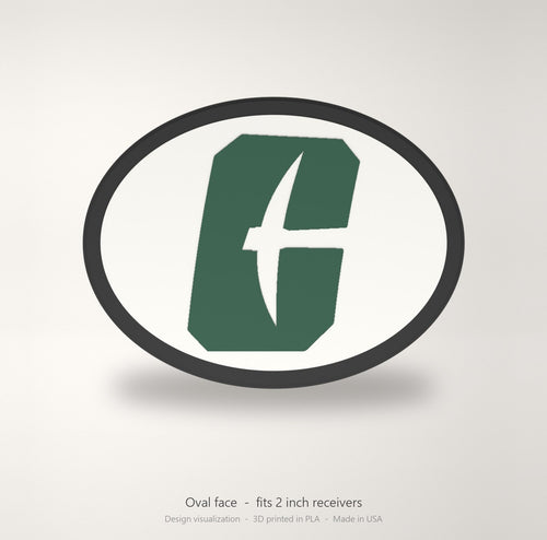 Charlotte 49ers Oval Trailer Hitch Cover 2 Inch Receiver