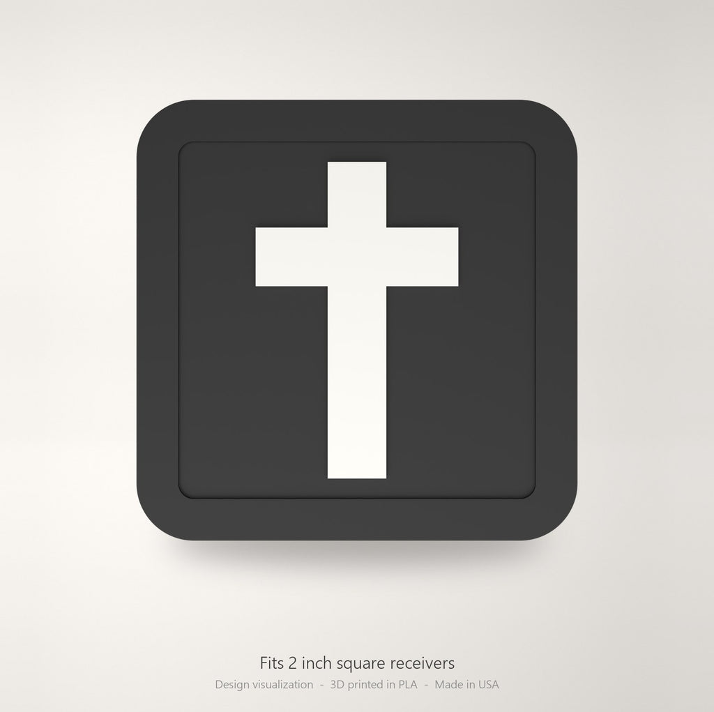 Christian Cross Jesus Hitch Cover 2 Inch Receiver Black White Truck SUV Tow