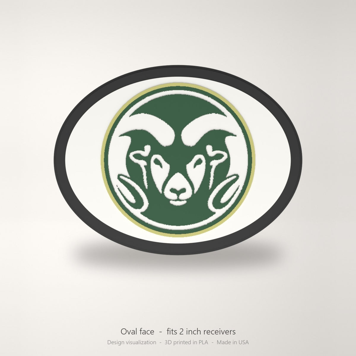 Colorado State Rams CSU Oval Trailer Hitch Cover 2 Inch Receiver