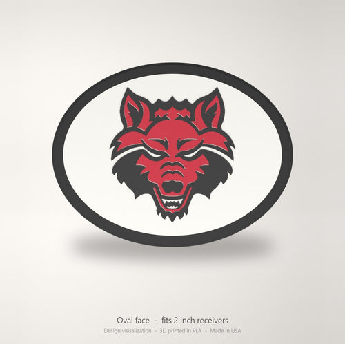 Arkansas State Red Wolves Oval Trailer Hitch Cover 2 Inch Receiver