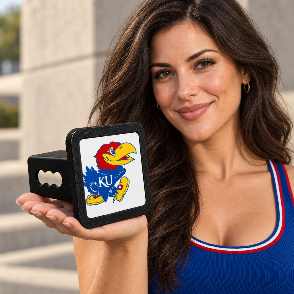 Kansas Jayhawks KU Trailer Hitch Cover 2 Inch Receiver