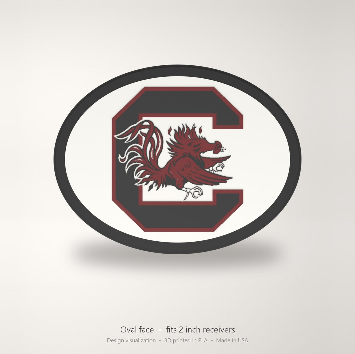 South Carolina Gamecocks Oval Trailer Hitch Cover 2 Inch Receiver