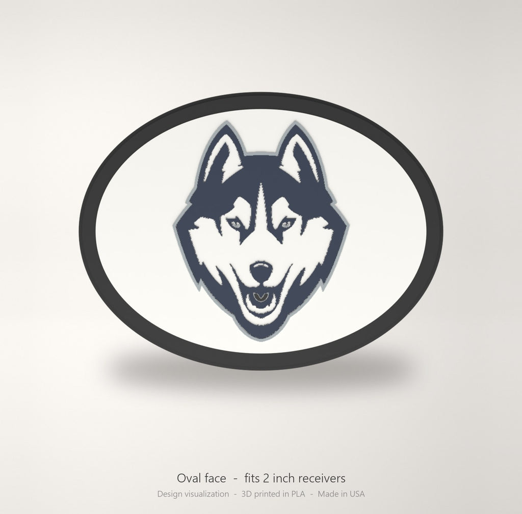 UConn Huskies Oval Trailer Hitch Cover 2 Inch Receiver Round
