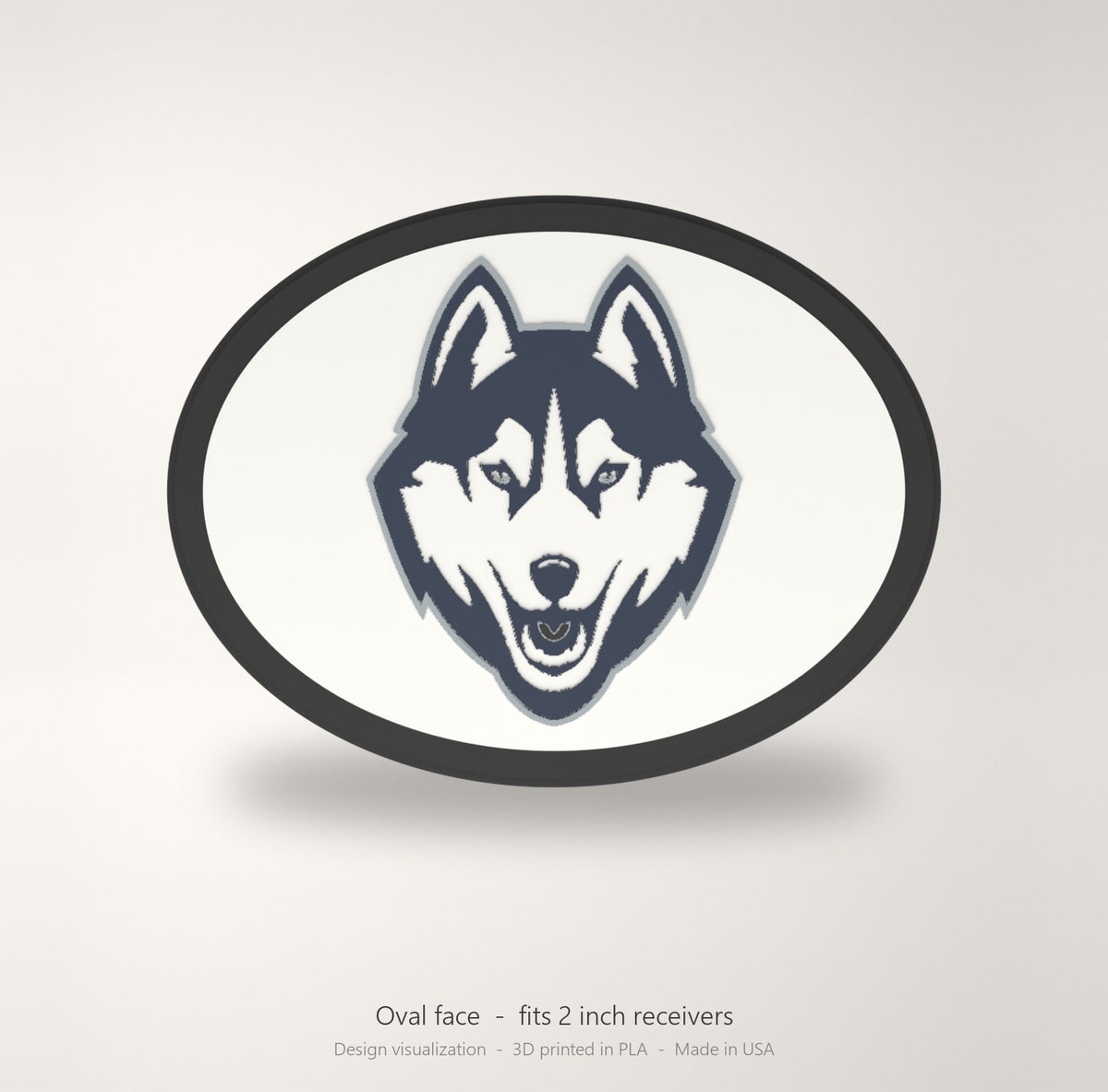 UConn Huskies Oval Trailer Hitch Cover 2 Inch Receiver Round