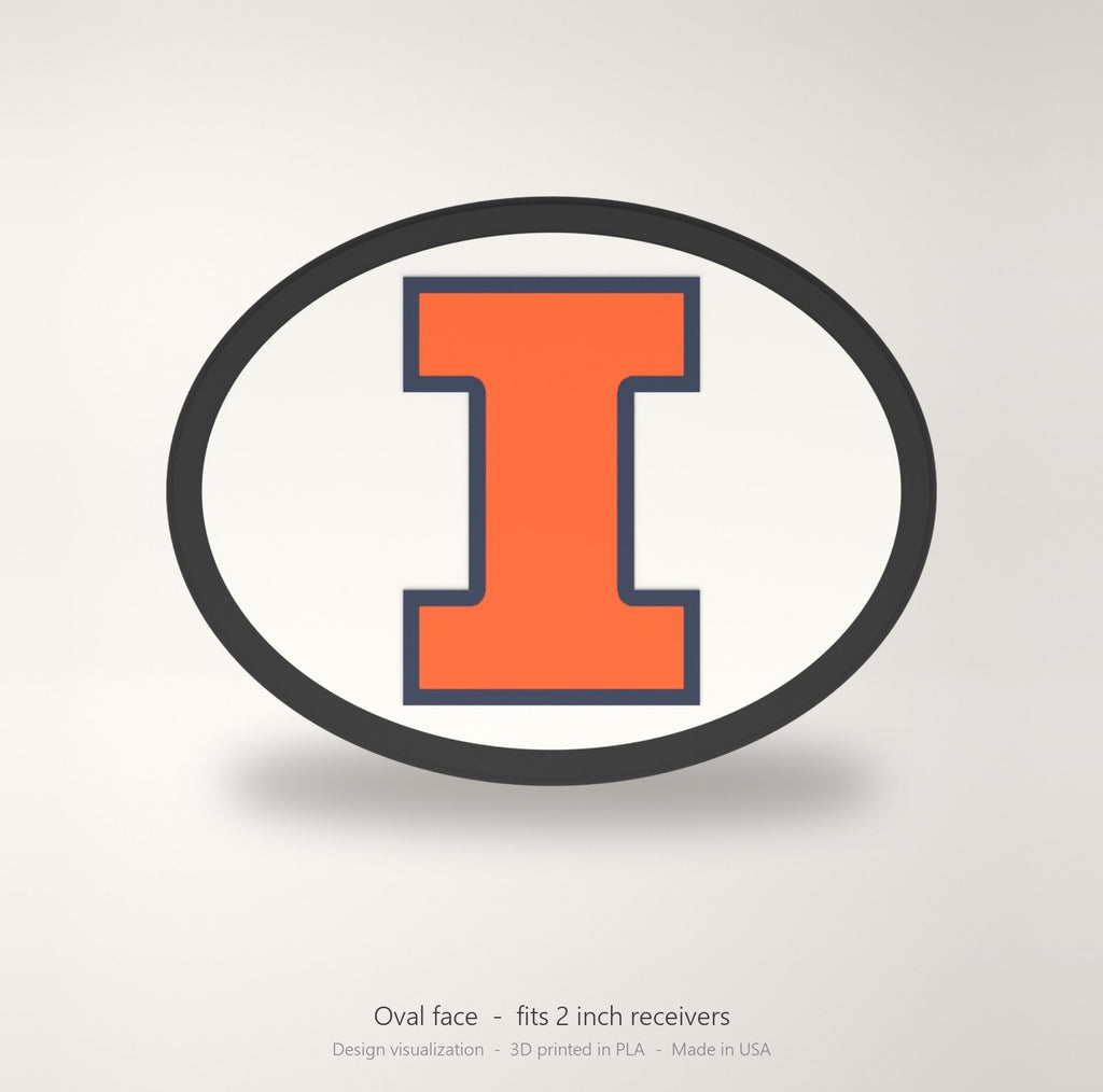 Illinois Fighting Illini Oval Trailer Hitch Cover 2 Inch Receiver