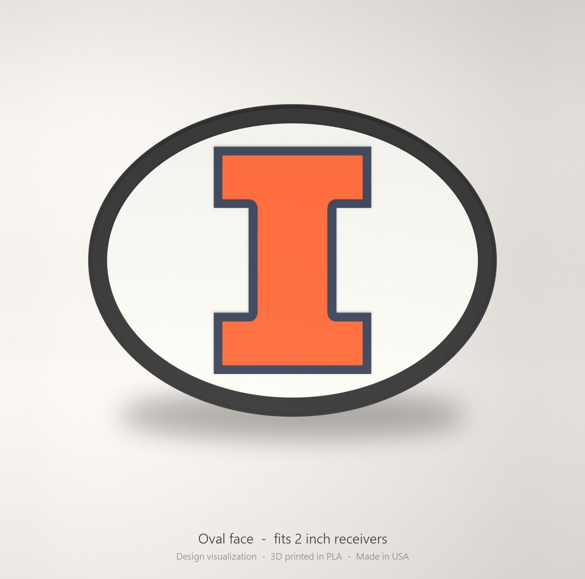 Illinois Fighting Illini Oval Trailer Hitch Cover 2 Inch Receiver
