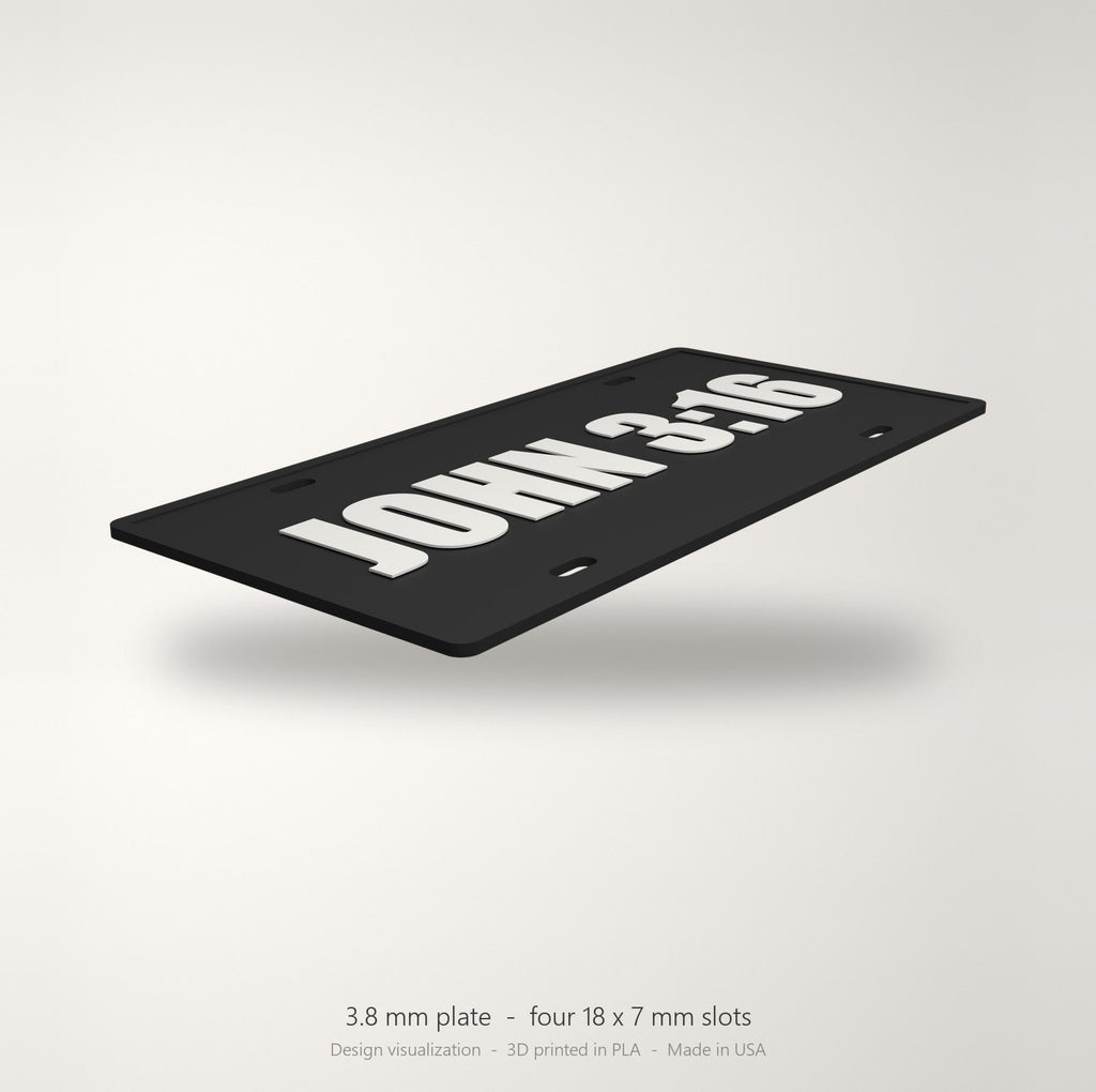 John 3:16 Jesus Christian License Plate Car Tag 12x6 Black White Front