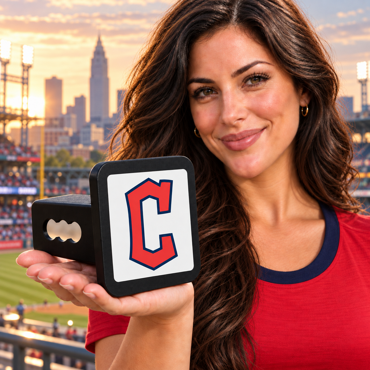 Cleveland Guardians MLB Baseball Trailer Hitch Cover 2 Inch Receiver