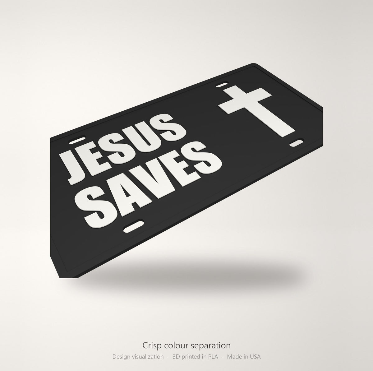Jesus Saves Christian Cross License Plate Car Tag 12x6 Black White Front