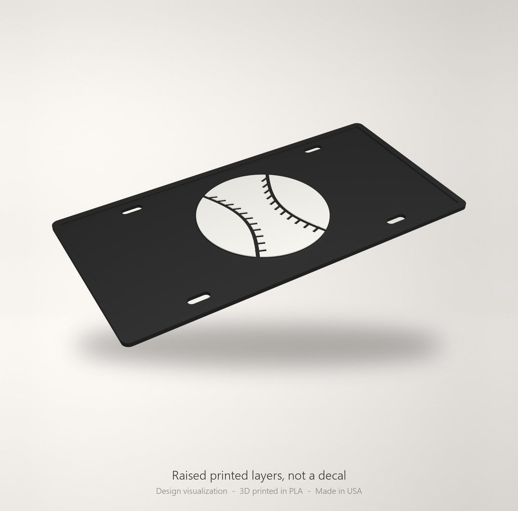Baseball License Plate Car Tag 12x6 Black White Front Novelty Vanity Sports
