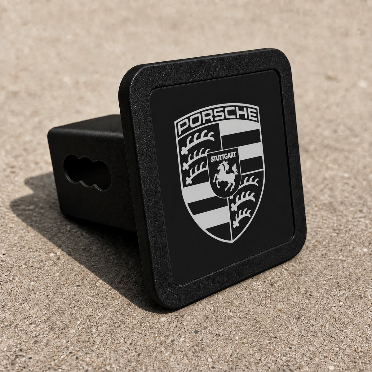 Porsche Black Silver Hitch Cover 2 Inch Receiver Trailer Truck SUV Tow