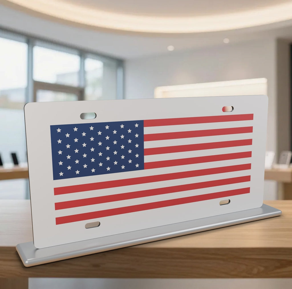 American Flag License Plate Car Tag 12x6 White Red Blue Front Novelty Vanity