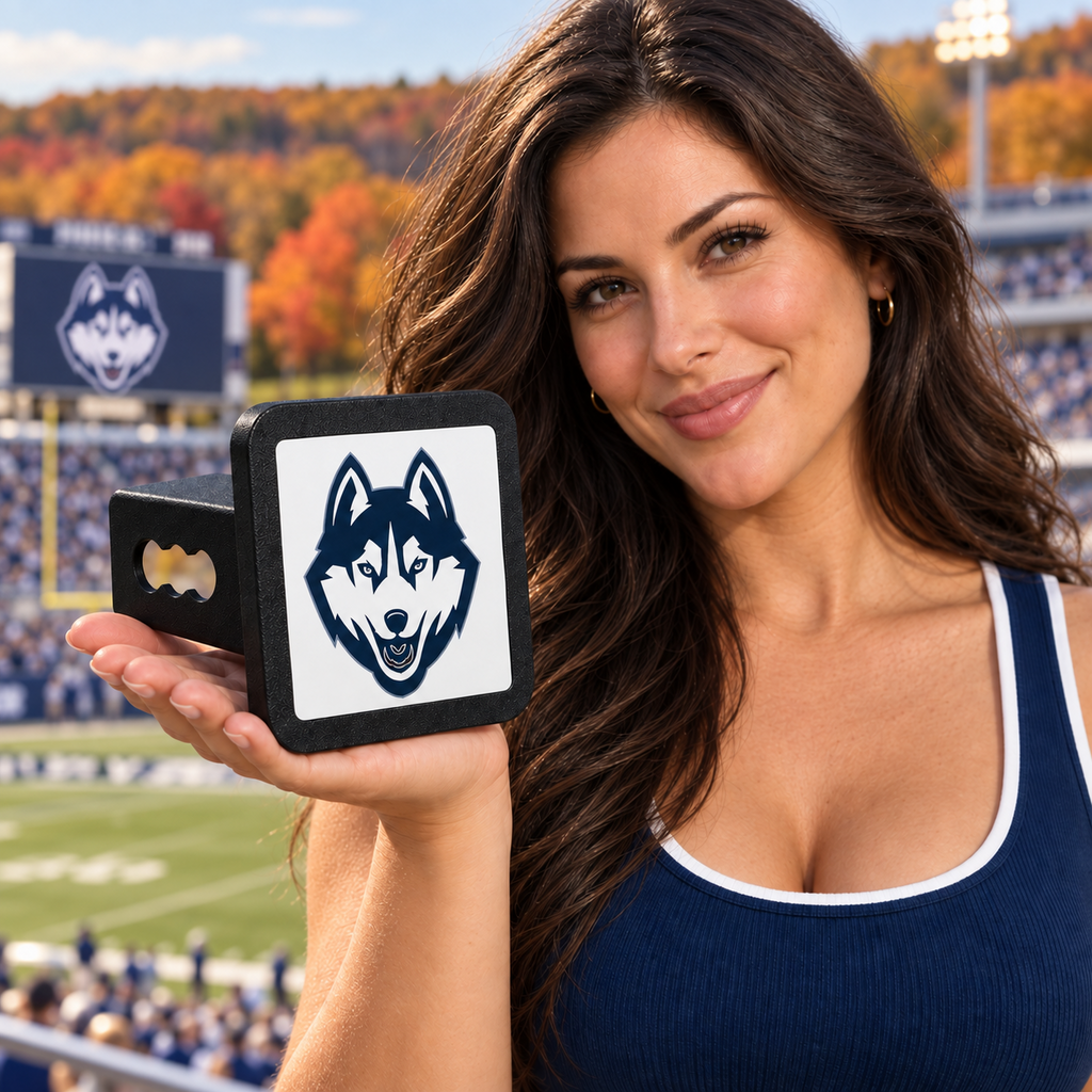 UConn Huskies Trailer Hitch Cover 2 Inch Receiver