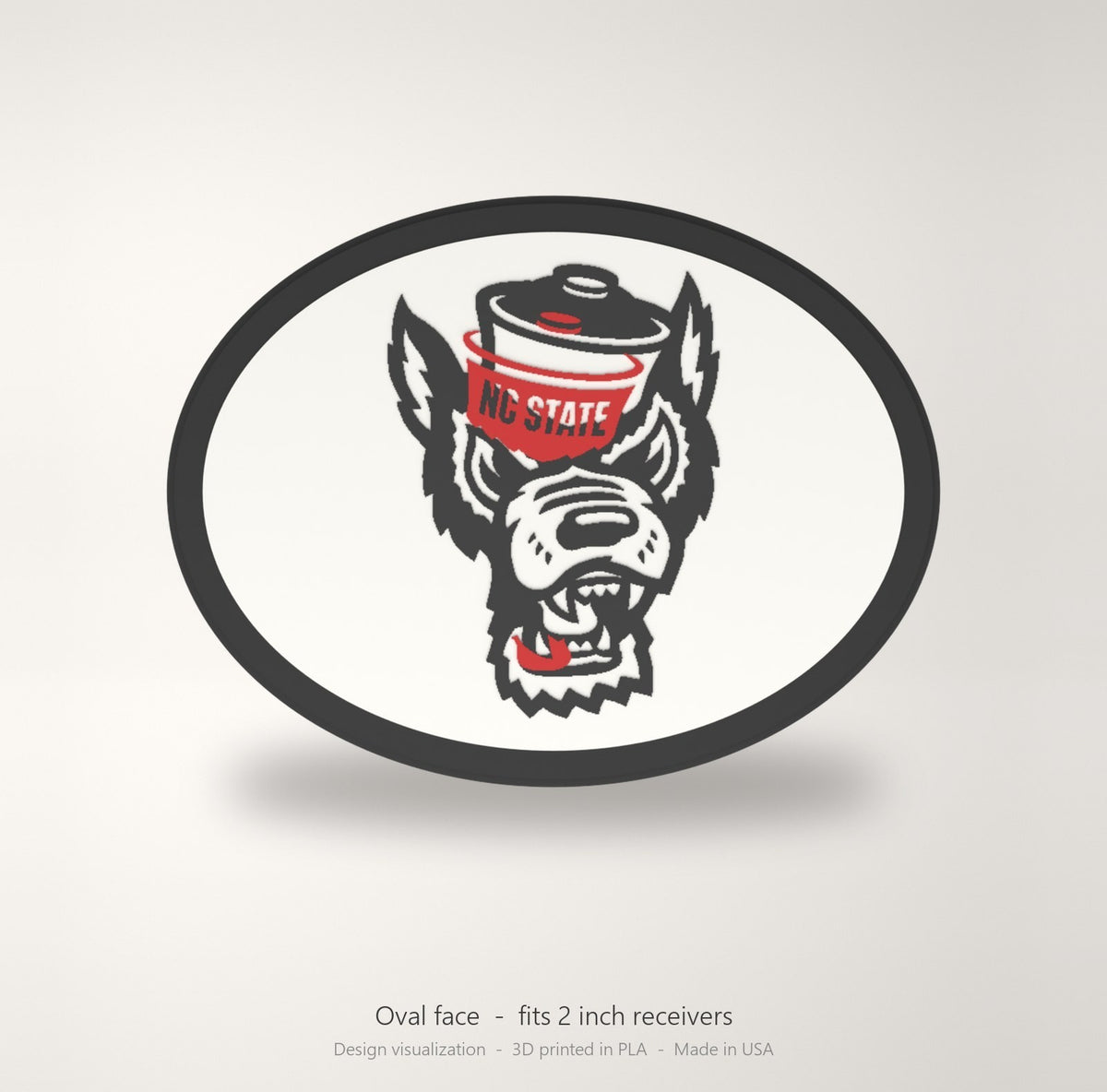 NC State Wolfpack Oval Trailer Hitch Cover 2 Inch Receiver