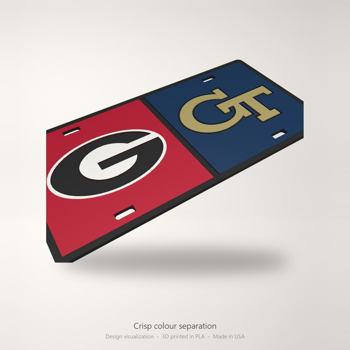 UGA Georgia Bulldogs Dawgs Georgia Tech House Divided License Plate Car Tag 12x6