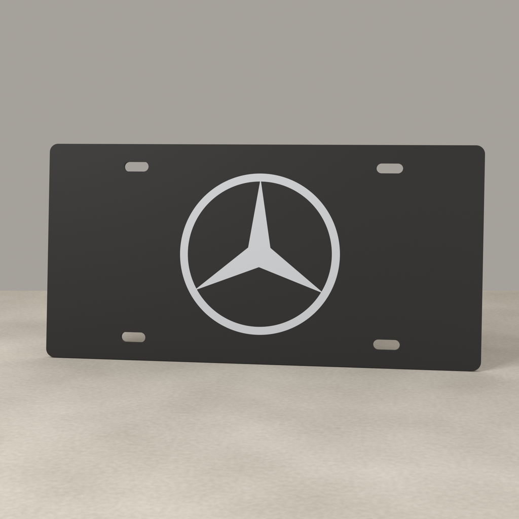 Mercedes Benz Black Silver License Plate Car Tag 12x6 Slotted 3D Printed