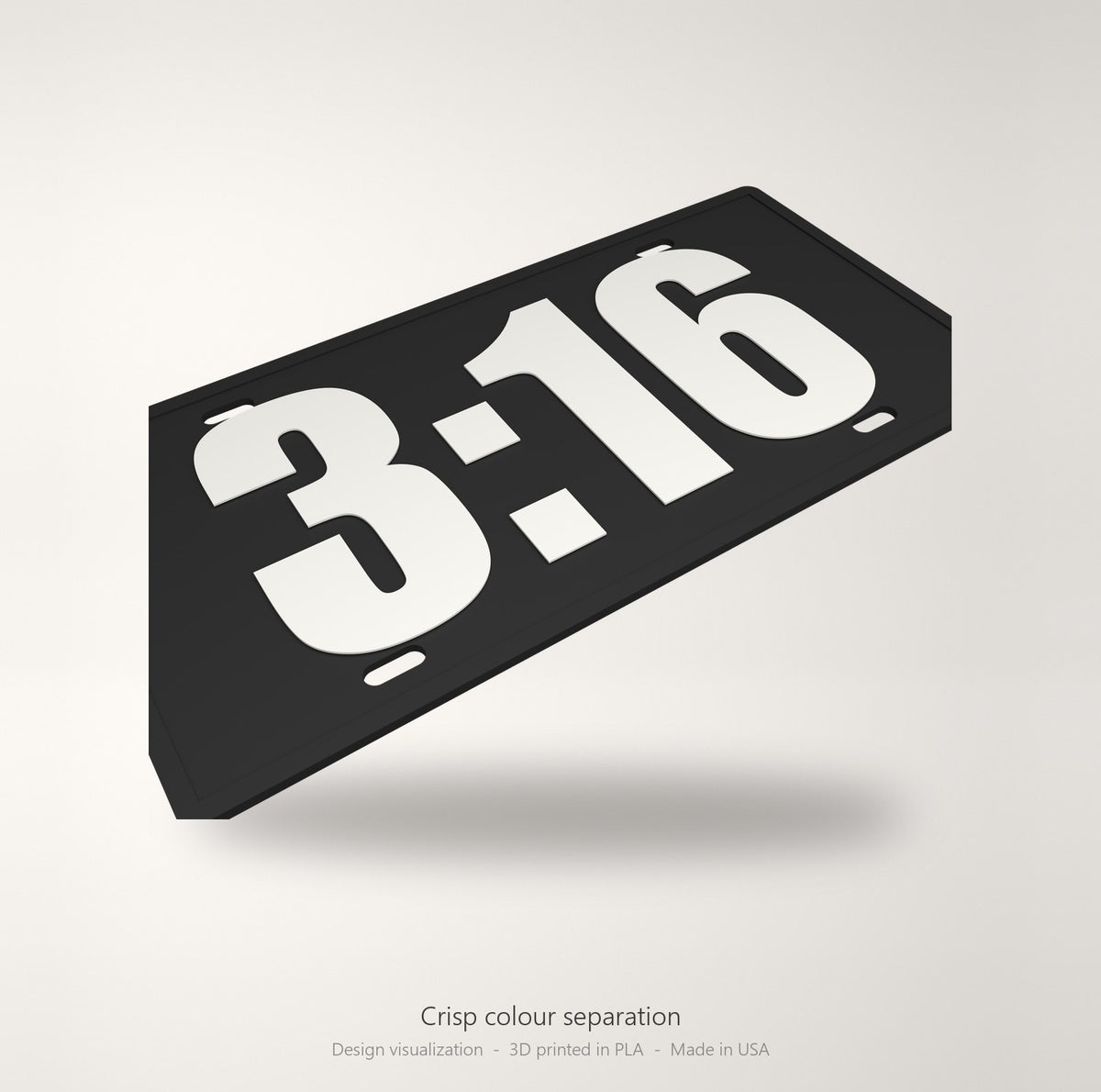 3:16 Jesus Christian Faith License Plate Car Tag 12x6 Black White Front