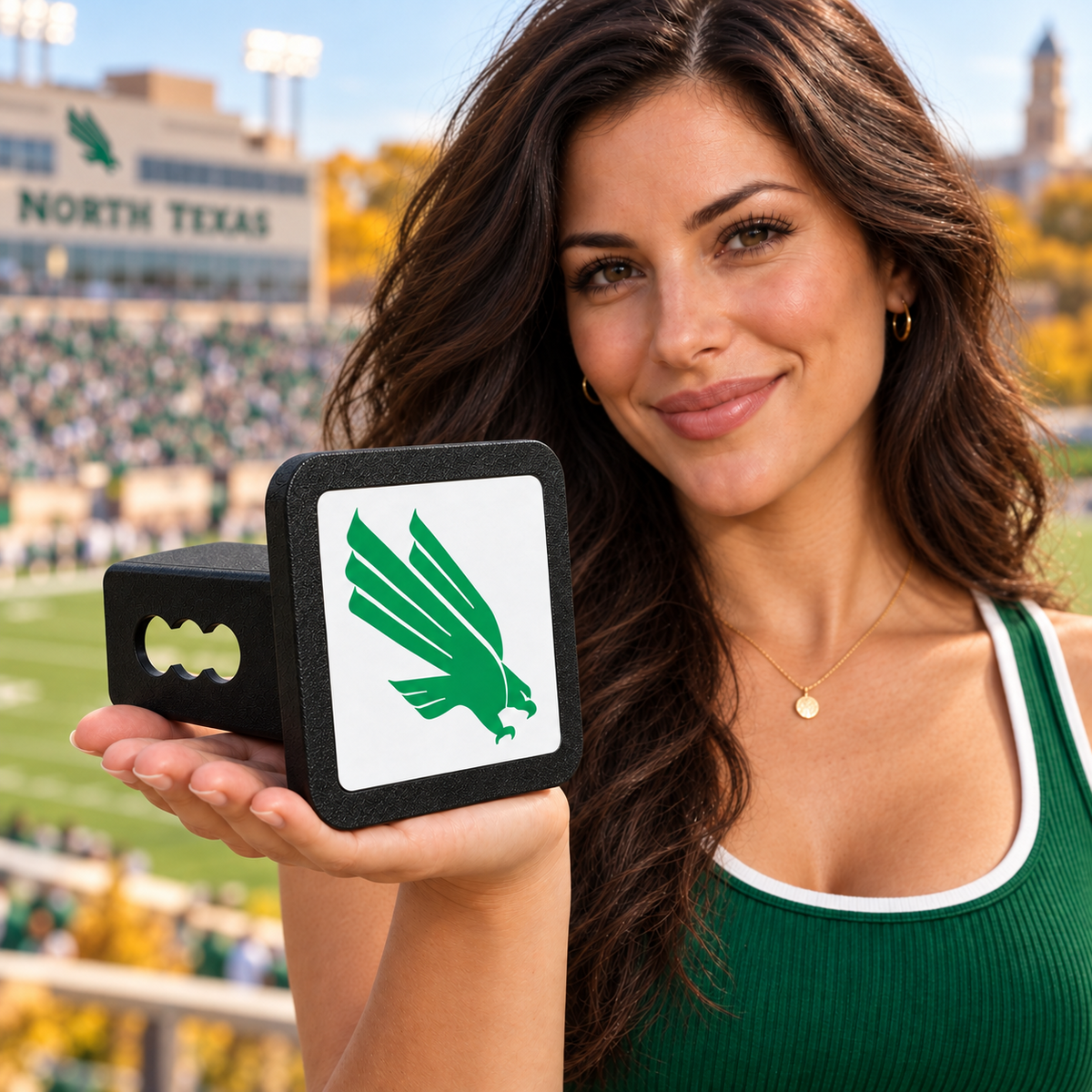 North Texas Mean Green UNT Trailer Hitch Cover 2 Inch Receiver