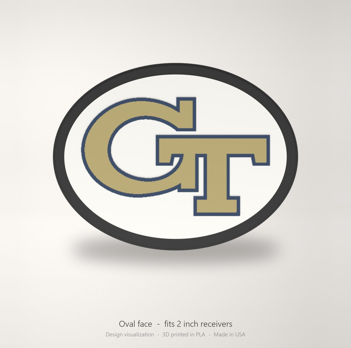 Georgia Tech Yellow Jackets GT Oval Trailer Hitch Cover 2 Inch Receiver