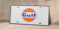Gulf License Plate Car Tag 12x6 Slotted White Black Front Novelty Vanity