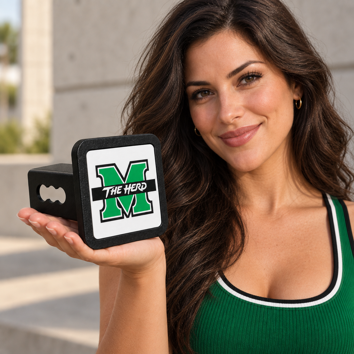 Marshall Thundering Herd Trailer Hitch Cover 2 Inch Receiver