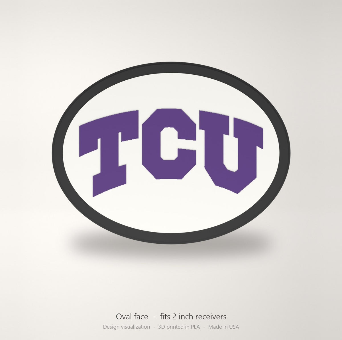 TCU Horned Frogs Oval Trailer Hitch Cover 2 Inch Receiver