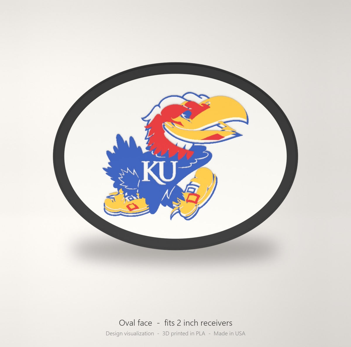 Kansas Jayhawks KU Oval Trailer Hitch Cover 2 Inch Receiver