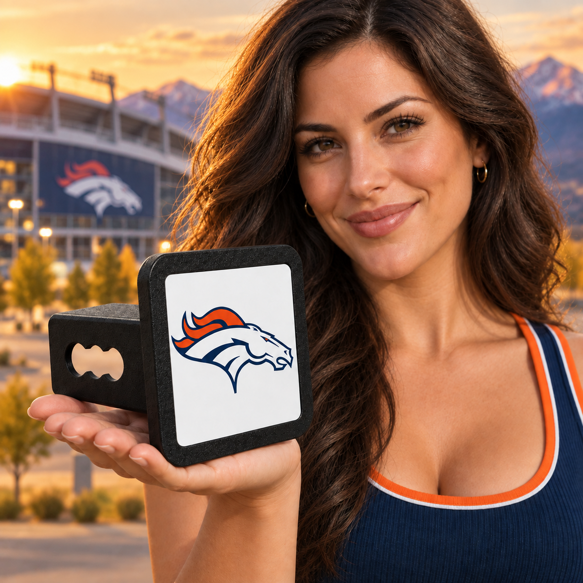 Denver Broncos NFL Trailer Hitch Cover 2 Inch Receiver
