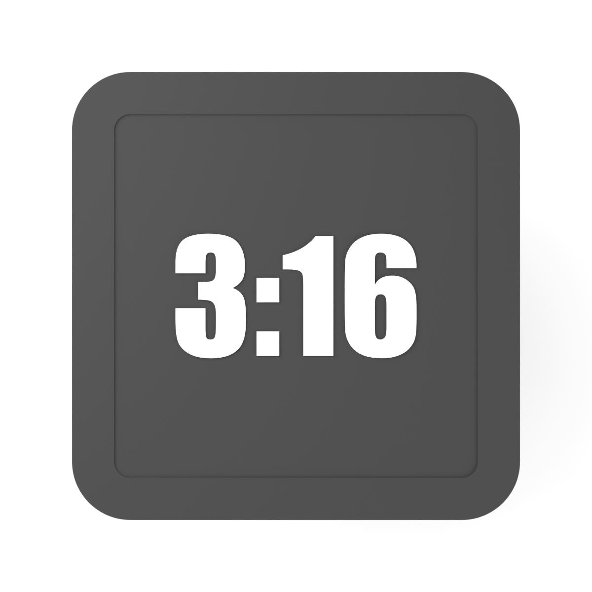 Front design visualization of black 2 inch receiver hitch cover with centered white 3:16 lettering