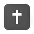 Front design visualization of black 2 inch receiver hitch cover with a centered white Latin cross