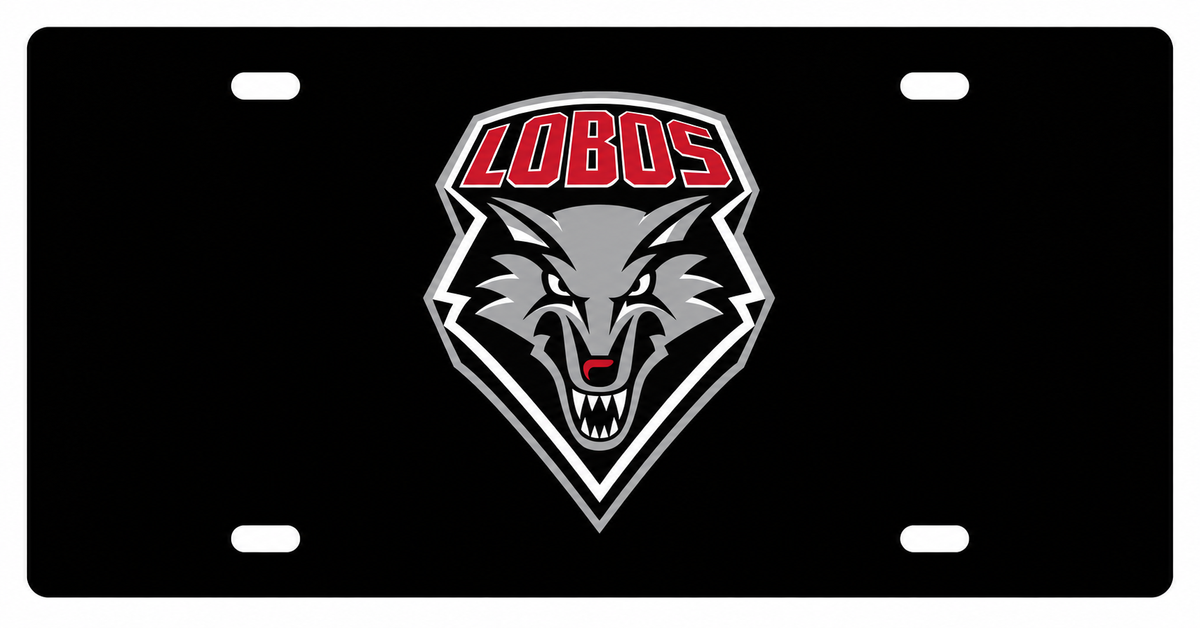 New Mexico Lobos UNM License Plate Car Tag 12x6 Black Front