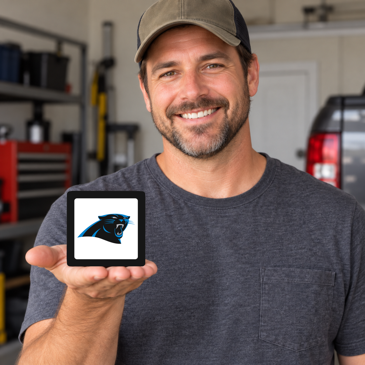 Carolina Panthers NFL 3-Inch Square Hitch Cover for 1.25 or 2 Inch Receiver